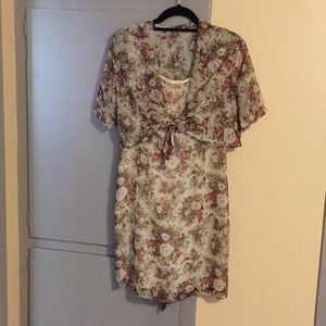 Vintage ‘90s floral sheath dress with sheer bolero